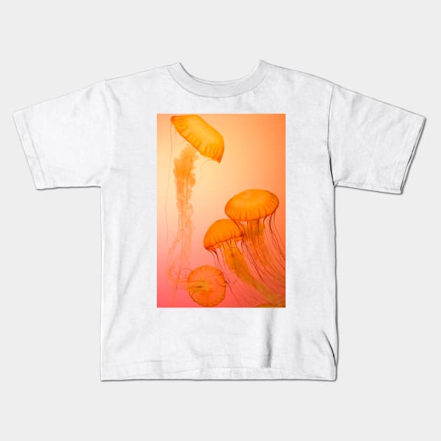 Orange Jellyfish Kids T-Shirt by Sharply